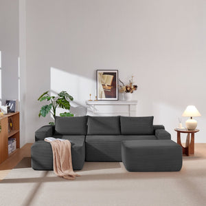 English Elm 105.7"cloud Modular U-shaped Sectional Plush Corduroy Deep Seat Sofa for Living Room W3975S00022