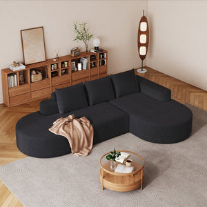 English Elm Modern Curved Sectional Sofa Set - Chenille Upholstered L-Shaped Couch For Stylish Living Room Comfort W834S00450