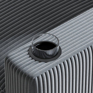 English Elm sofa L-Shaped 6-Seater Grey Fabric with Center Island, USB Charging, Cup Holders & Storage Space W680P314067