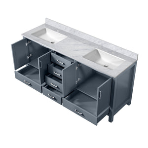 English Elm Dark Grey Double Bath Vanity With Carrara Marble Top – Elegant Storage, Soft-Close Design, 72" W B2731P258909