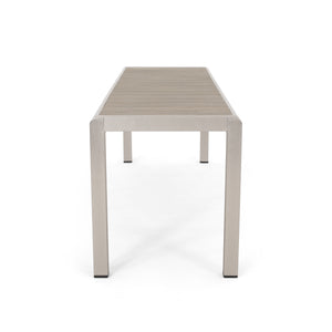 English Elm Christopher Knight Home® - Outdoor Aluminum Dining Bench with Faux Wood Slat Seat, Durable Weather-Resistant Patio Seating for 63.5" Natural 67215.00