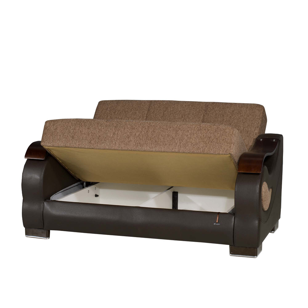 English Elm PrimeNest Urbanova Upholstered Convertible Loveseat with Storage, Chenille Brown, Sleeper & Pillows B030P282385
