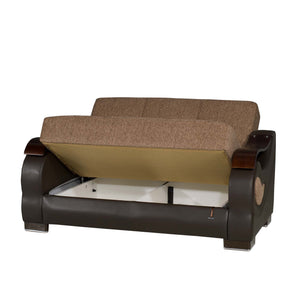 English Elm PrimeNest Urbanova Upholstered Convertible Loveseat with Storage, Chenille Brown, Sleeper & Pillows B030P282385