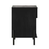 24" Reeded Wood 1 Drawer Nightstand Black PRSB4CBL2 Walker Edison