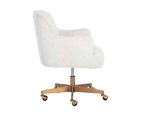 Sunpan Karina Office Chair - Chic Comfort with Modern Design, Curved Seat and Gold Steel Base for Your Workspace Copenhagen White