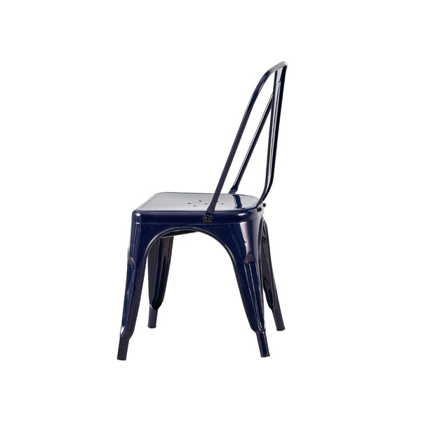 English Elm Set Of 2 Dark Blue Industrial Metal Dining Chairs - Stackable, Lightweight, Easy-Clean, Modern Design B347P383092-GIGA