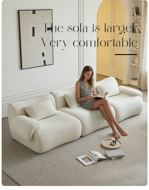 English Elm Modular Sectional Sofa - Space-Saving Modern Design, Cozy Sherpa Fabric, Perfect For Small Rooms W3622S00001