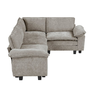 English Elm Modern 4-Piece Modular Sectional Sofa In Plush Chenille - Versatile Comfort & Chic Design For Living Rooms B011S01815