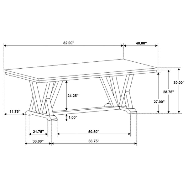 English Elm Ruston Acacia Wood Rectangular Dining Table Seats Eight with Trestle Base B062P441051