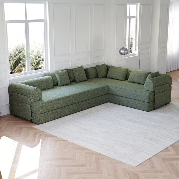 English Elm 78.7-Inch Convertible Sleeper Sofa Bed - Cozy Chenille Couch With Side Pocket & Pillows For Versatility W834S00528