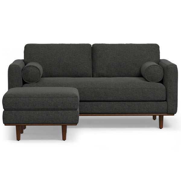 English Elm Morrison Mid-Century 72" Sofa with Ottoman Set — Eco-Friendly Recycled Fabric, Plush Feather Fill, Sturdy Craftsmanship Charcoal grey B136P199229