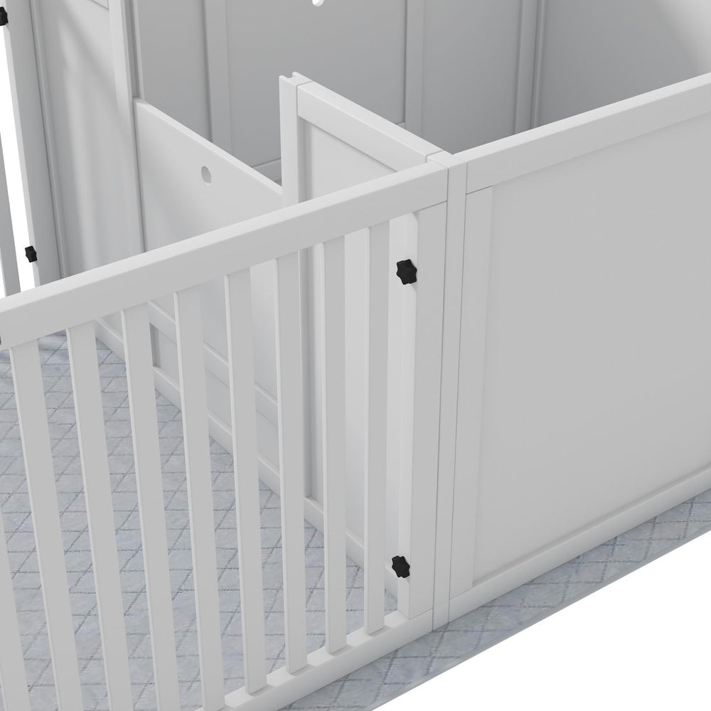 English Elm Pawhut Whelping Box With Waterproof Pee Pad, Adjustable Door & Dual-Compartment Design For All Breeds W2225P217621-GIGA