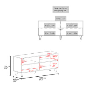 English Elm Coy Modern Black TV Stand with Angled Legs, Engineered Wood Entertainment Center, Spacious Storage and Sleek Design for Living Room (59.45" L) B092P315565