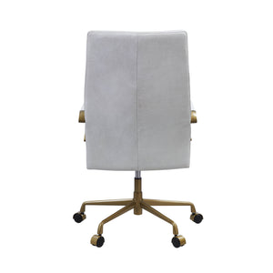 English Elm Duralo Vintage Off White Top Grain Leather Office Chair – 360° Swivel, Adjustable Height, Cushioned Comfort B2726P346935