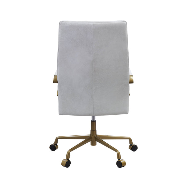 English Elm Duralo Vintage Off White Top Grain Leather Office Chair – 360° Swivel, Adjustable Height, Cushioned Comfort B2726P346935