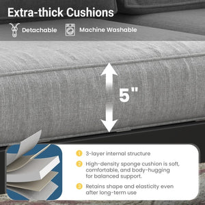 English Elm 73" Cast Aluminum Outdoor Sofa Rust-proof Powder-coated Frame with Resort-style Cushions Black+ Gray B082P454994