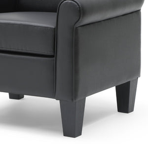 English Elm Vineland Tall Back Club Chair Faux Leather Accent Seat with Rolled Arms for Living Room B078P497921