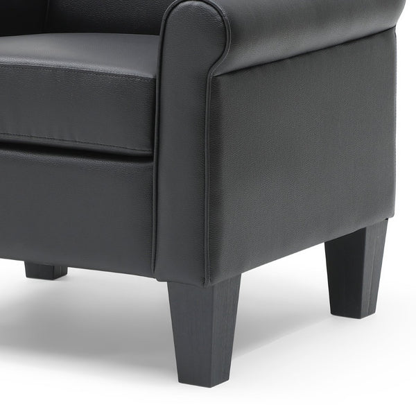 English Elm Vineland Tall Back Club Chair Faux Leather Accent Seat with Rolled Arms for Living Room B078P497921