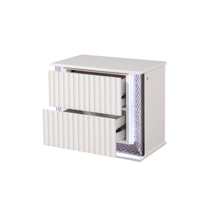 English Elm Fabio Contemporary King 4Pc Bedroom Set With Diamond Accents, Led Lighting & White Wood Finish B009S01583