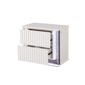 English Elm Fabio Contemporary Queen 5Pc Bedroom Set With Led Lighting, Diamond Accents & White Wood Finish P2 B009S01582-GIGA