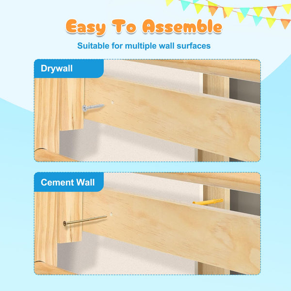 English Elm All-in-One Indoor Climbing Set with Rock Wall, Wooden Swings, Rings & Rope Ladders — Solid Wood, 220lb Capacity W1422P339563