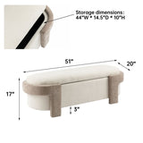 Christopher Knight Home® - Noble House - Large Versatile Storage Ottoman Bench: Spacious, Durable, And Stylish For Any Room, Off-White With Light Camel(51"*20"*17")