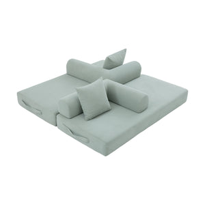 English Elm UNITED modular foldable sofa with metal frame, corduroy upholstery, side pocket & quick assembly convenience Mint Blue W1568P375643