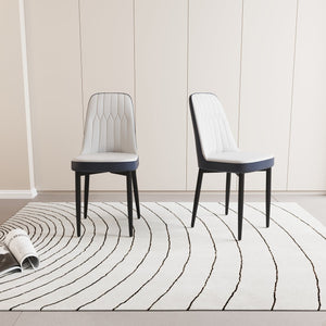 English Elm A Set Of 2 Modern Dining Chairs In White & Blue - Stylish Pu Leather, Ergonomic Comfort, Versatile Use W2189P168414