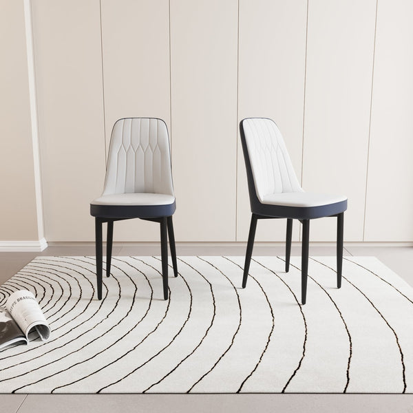 English Elm A Set Of 2 Modern Dining Chairs In White & Blue - Stylish Pu Leather, Ergonomic Comfort, Versatile Use W2189P168414