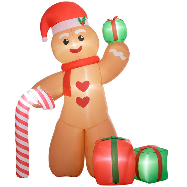 English Elm Outsunny 8Ft Inflatable Gingerbread Man – Giant Holiday Decoration With Led Lights For Yard Joy! W2225P249967-GIGA