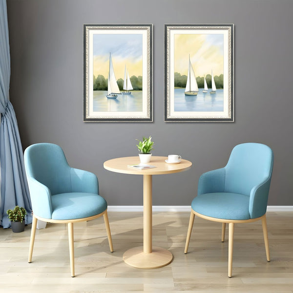 English Elm Set Of 2 Sailboat Framed Wall Art – Nautical Canvas Prints With Replaceable Design For Stylish Decor T3976P383231-GIGA