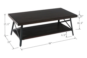 English Elm Wallace & Bay - Brown Modern-Rustic Coffee Table – Solid Wood & Steel-Gray Accents For Stylish Living Room Appeal B2709P212388-GIGA