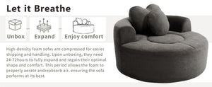 English Elm Round Cloud Sofa Bed Waffle Fabric Memory Foam Convertible Couch for Small Space Living Black+ Gray W3224P492085