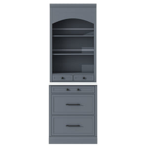 English Elm Modern 83.7in Tall Kitchen Pantry Set of 2 with Faux Marble Countertops, Durable Storage and Anti-Tip Safety Gray SP000075AAE