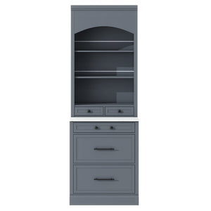 English Elm Topmax 83.7" Modern Gray Kitchen Pantry With Faux Marble Top & 5 Drawer Storage Solution N717P221575E-GIGA