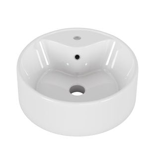 English Elm Bathroom Ceramic Vessel Sink Round Glossy White Bowl Above Counter Vanity Basin W3151P266231