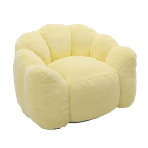 English Elm Lotus Floor Bean Bag Sofa Memory Foam Filled with Pull Ring for Living Room Bedroom Yellow W2311P434593