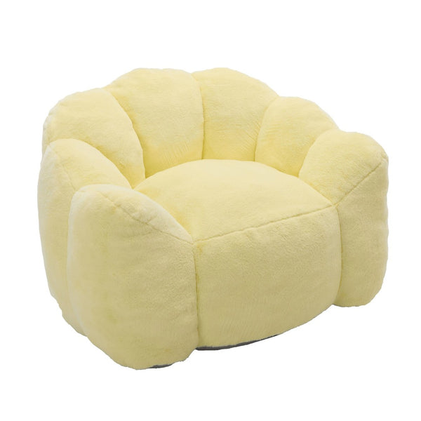 English Elm Lotus Floor Bean Bag Sofa Memory Foam Filled with Pull Ring for Living Room Bedroom Yellow W2311P434593