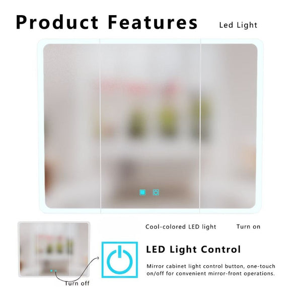 English Elm Led Aluminum Double Door Medicine Cabinet Anti Fog Mirror Bathroom Wall Mount W3083P370897