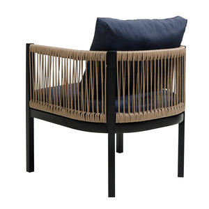 English Elm U_Style Outdoor Multi-Piece Sofa Set with Tempered Glass Table, Weather-Resistant Cushions for Patio Dark Blue WY000435AAV