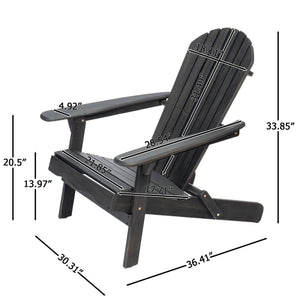 English Elm Christopher Knight Home® - Folding Adirondack Chair Acacia Wood Outdoor Lounge Seat with Slatted Back, Wide Arms, Durable Comfort DARK GREY N770P358873B