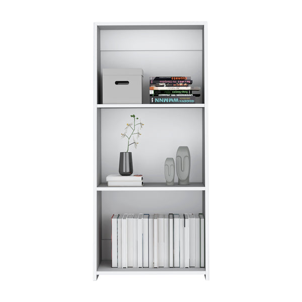 English Elm Note 47" Ladder Bookcase Tall Three-Tier Space-Saving Modern Shelf Unit for Small Spaces and Offices White 17.5 L x 42 W x 9 H B200P253718