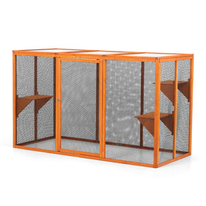 English Elm Detachable Cat Enclosure with Waterproof Roof Three Climb Platforms Patio Ready W2181P181958