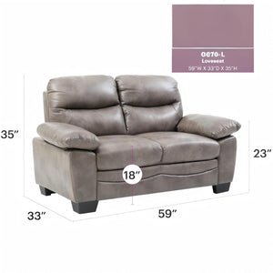 English Elm Marta Gray Loveseat G676-L — Glove-Soft PU, Pocket Coil Support, Compact 35"H x 59"W Stylish Sofa B078108383