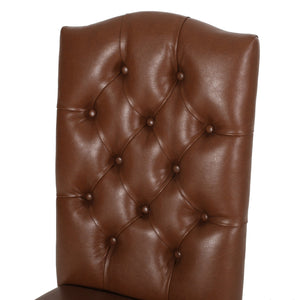 English Elm Christopher Knight Home® - HARRIET Tufted Upholstered Dining Chair Set of 2 with Crown Back Design, Durable Fabric Comfort Light Brown 52322.00PUCOGN