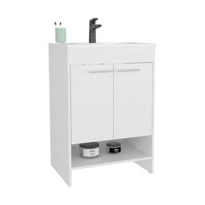English Elm Bathroom Vanity Slim Sink Cabinet with Single Door, Engineered Wood, Space-Saving Modern Design White 37.4 L x 23.23 W x 12.6 H B097P350319