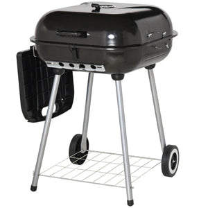 English Elm 22" Porcelain Enameled Kettle Charcoal Grill with Folding Shelf and Wheels for Patio T3971P420807