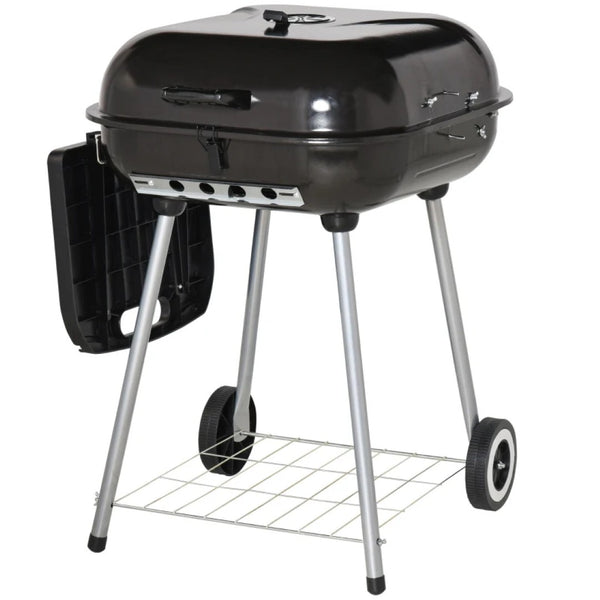 English Elm 22" Porcelain Enameled Kettle Charcoal Grill with Folding Shelf and Wheels for Patio T3971P420807
