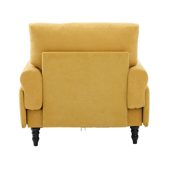 English Elm Modern Chenille Recliner Chaise Lounge Sofa Chair with High-Resilience Foam, Wide Seat, 550lb Capacity Mustard yellow W395P371336