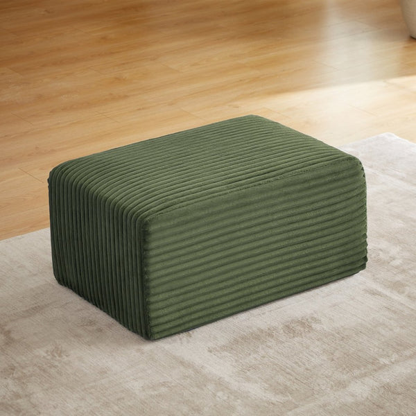 English Elm L-shaped Corduroy Cloud Sectional with Ottoman for Modern Living Room Comfort Green W2339P411753